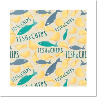 Fish And Chips pattern Posters and Art